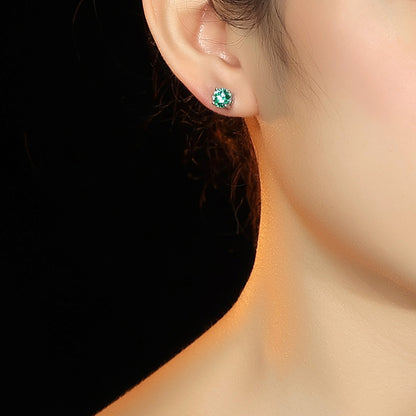 Promotional design Paraiba color Lab created stones small ear studs screw design, sterling silver