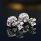 Special offer Pink diamond color Asscher-cut Lab created stones ear studs, sterling silver.