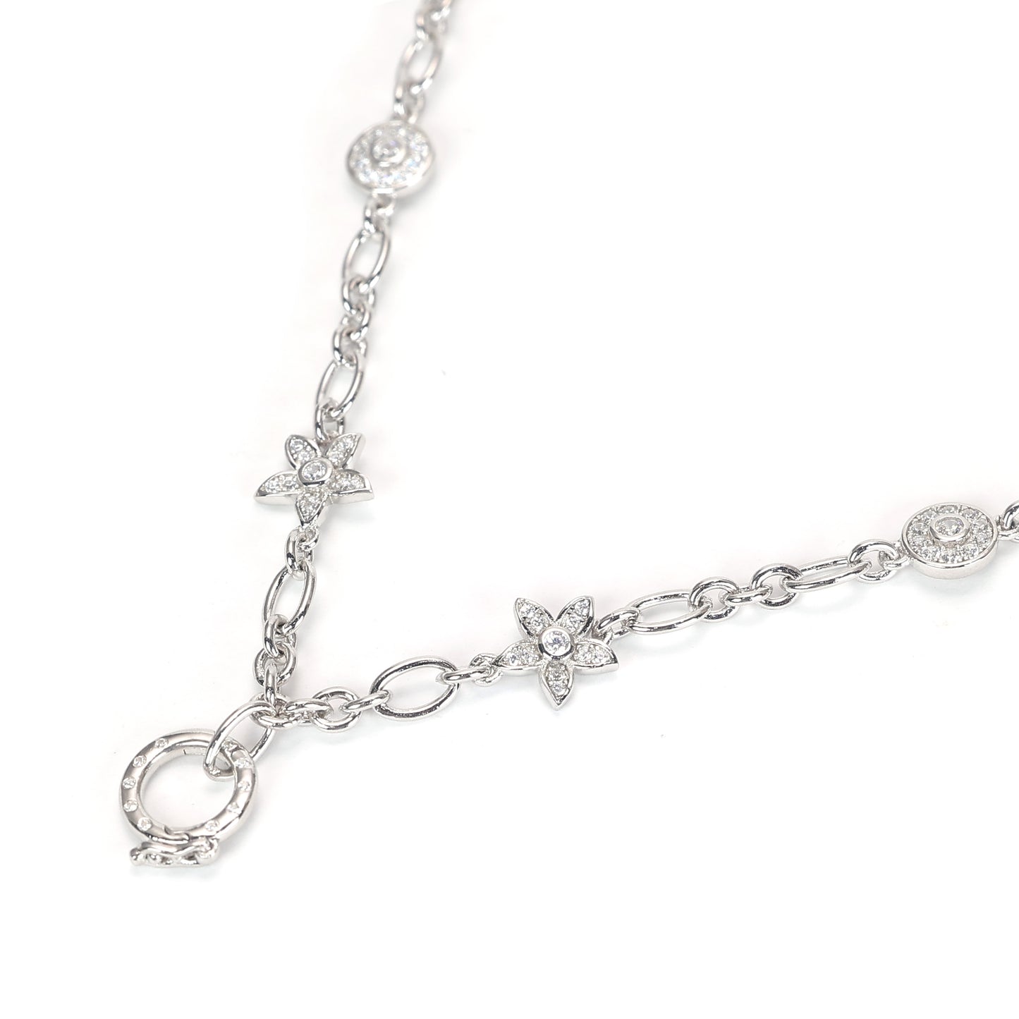 Micro-setting lab created stones Stars and moon multi-purpose chain necklace, sterling silver