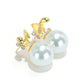 Micro-setting lab created stones and Shell pearls cute rabbit ear studs, sterling silver