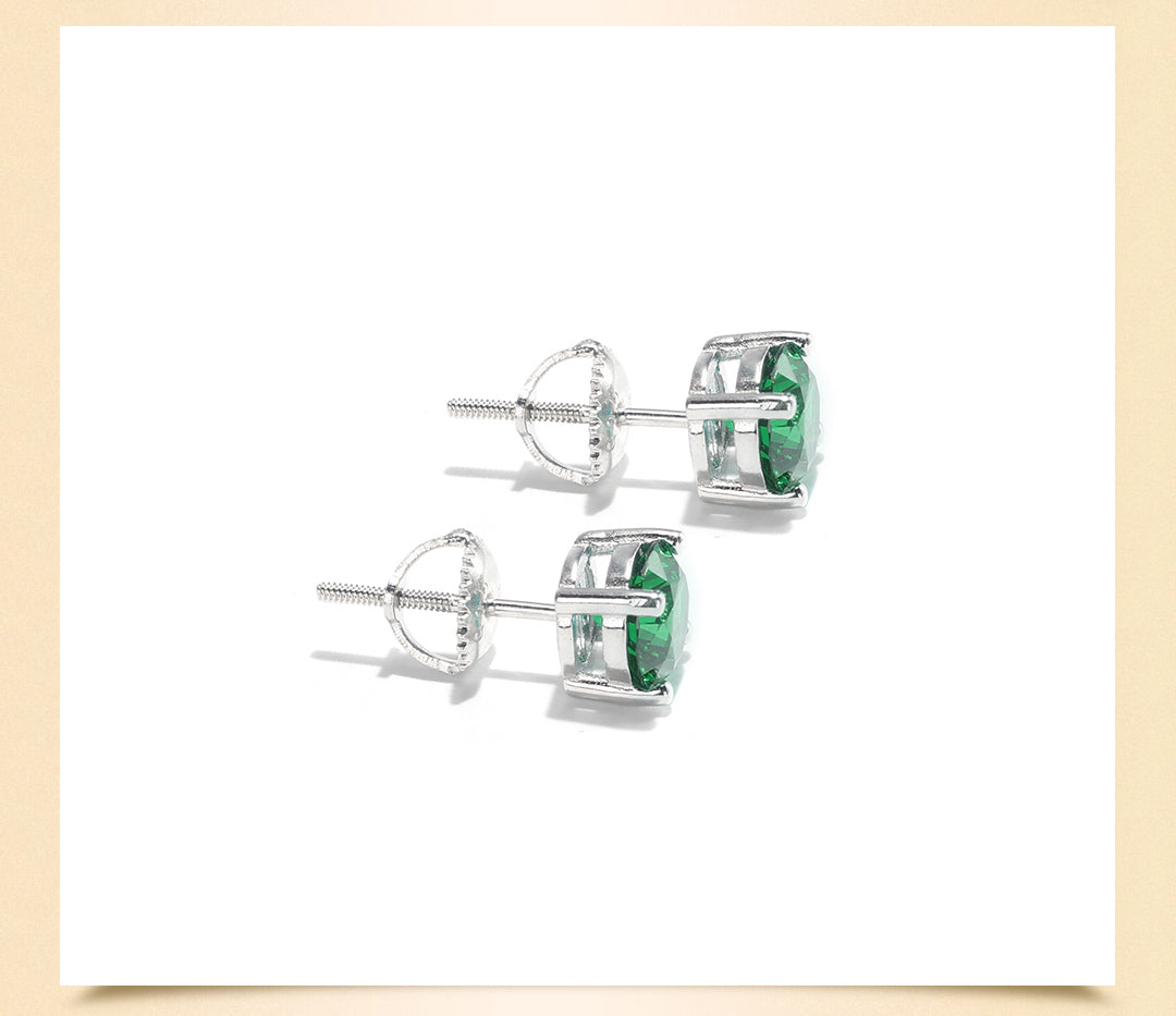 Promotional design Paraiba color Lab created stones small ear studs screw design, sterling silver