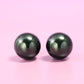 Promotional design  Dark grey Shell pearl big and small ear studs, sterling silver.