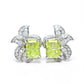 Micro-setting Chrysoberyl Fluorescent color lab created stones artistic petal earrings, sterling silver.