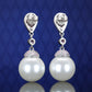 Promotion design Micro-setting Lab created stones Pearl of Venice drop earrings, sterling silver