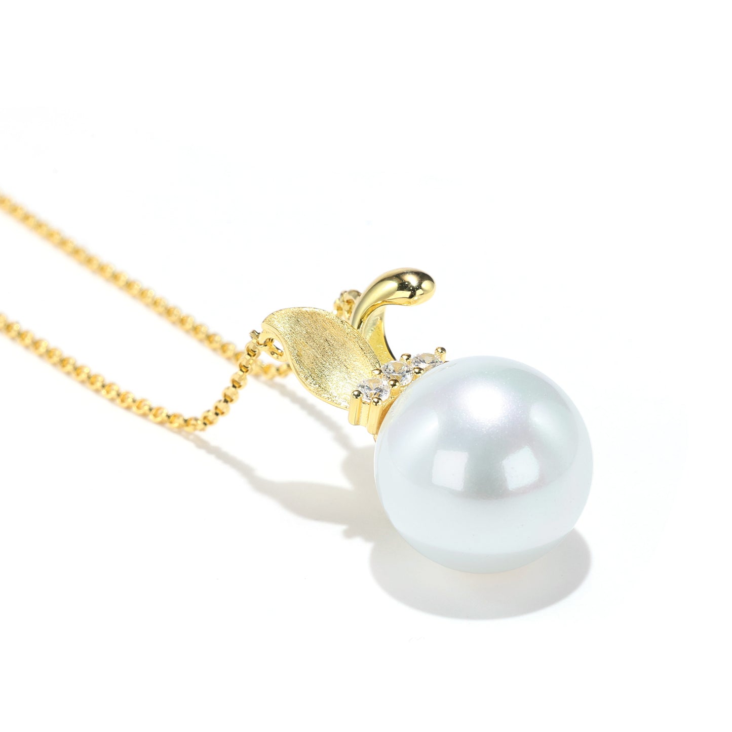 Micro-setting lab created stones and Shell pearl cute rabbit necklace, sterling silver