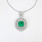 Special offer Micro-setting Emerald color Square Lab created stones detailed pendant, sterling silver