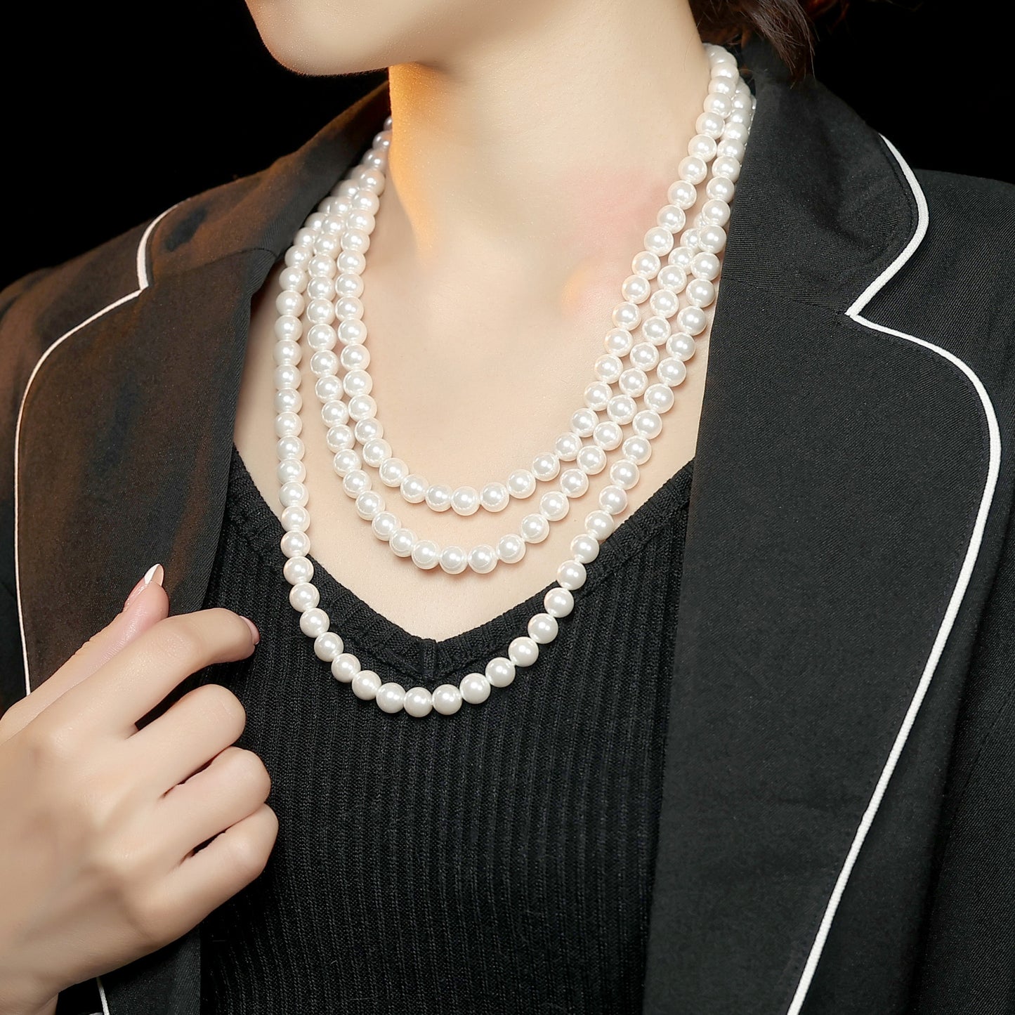 Multi-purpose White shell pearl long moonlight necklace