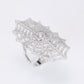 Reservation design Micro-setting White Spider web ring, sterling silver