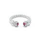 Micro-setting ruby color Lab created stones Modern ring, sterling silver