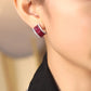 Special offer Wide Micro-setting Ruby color lab created stones invisible set earrings, sterling silver