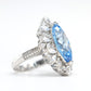 Mikrogefasster Aquamarin-Farblabor-Stein Ring in Marquise-Form, Sterlingsilber