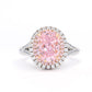 Micro-setting Pink diamond color Lab created stones pigeon egg shape ring, sterling silver