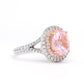 Micro-setting Pink diamond color Lab created stones pigeon egg shape ring, sterling silver