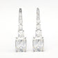 Micro-setting Emerald-cut lab created stones 3 main stones earrings, sterling silver