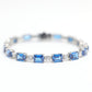 Only 1 Micro-setting Sapphire color emerald cut Lab created stones fully studded bracelet,sterling silver