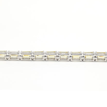 Only 2 Micro-setting Yellow diamond color emerald cut Lab created stones fully studded bracelet