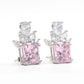 Micro-setting Pink diamond color Lab created stones crown earrings, sterling silver