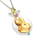 Promotional design Micro-setting lab created stones Double platting auspicious Rabbit pendant, sterling silver