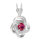 Promotional design Micro-setting Ruby color lab created stones Lucky four leaf clover necklace, sterling silver