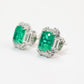 Micro-setting emerald color Lab created stones Classic earrings, sterling silver