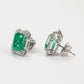 Micro-setting emerald color Lab created stones Classic earrings, sterling silver