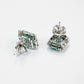 Micro-setting emerald color Lab created stones Classic earrings, sterling silver