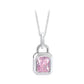 Conception promotionnelle Micro-serti diamant rose et couleur rubis coupe mixte Pierres créées par le laboratoire 2 en 1 clé polyvalente et collier de serrure, argent sterling