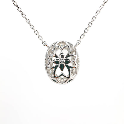 Micro-setting Pigeon egg shape G color necklace, sterling silver