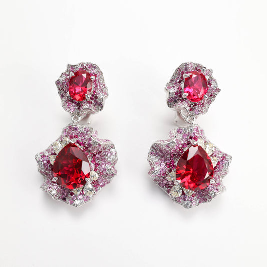 Modern artistic rose flower earrings