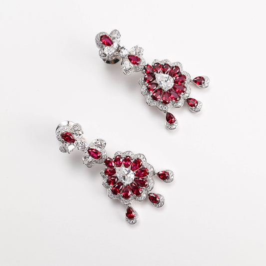Modern ruby color waterdrop earrings