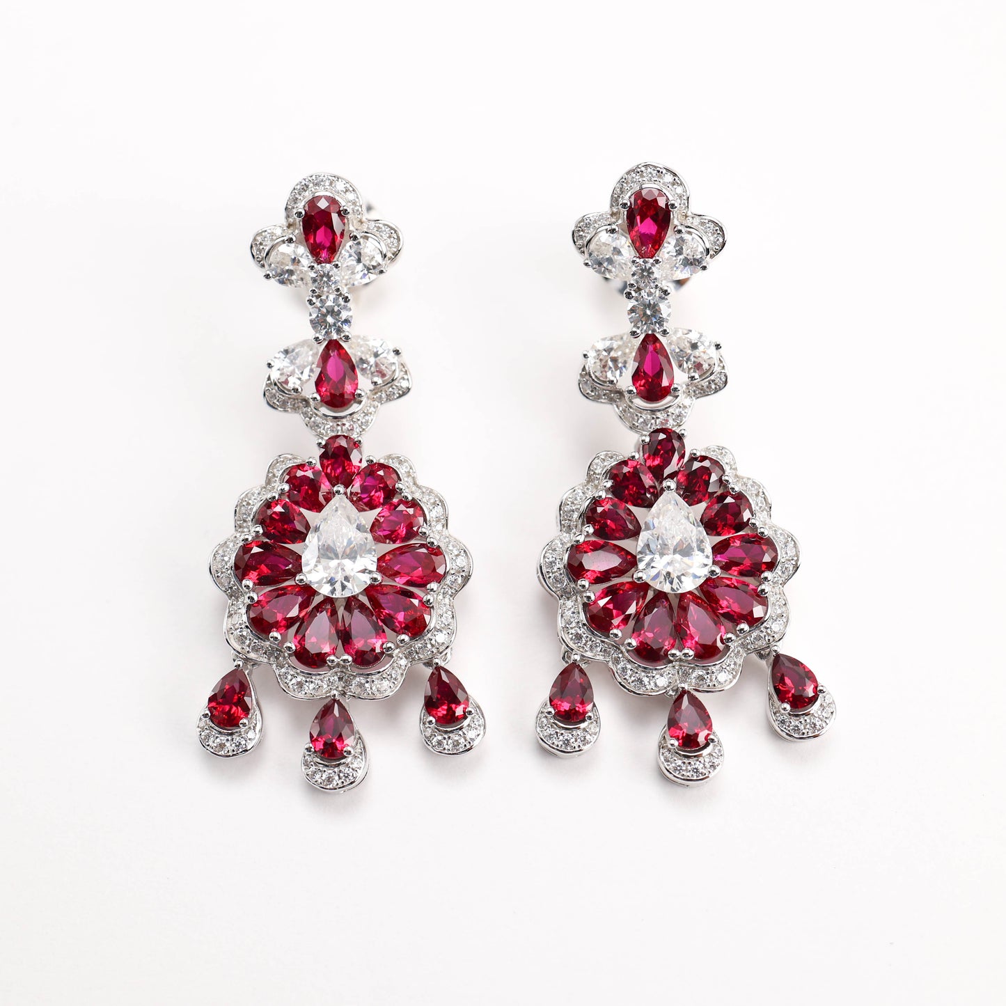 Modern ruby color waterdrop earrings