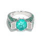 Limited edition  Micro-setting Paraiba color Lab created stones Unique detailed ring, sterling silver