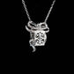 Micro-setting Emerald-cut Lab created stones fancy bow necklace, sterling silver