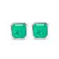 Special offer Micro-setting Square shape emerald color lab created stones classic ear studs, sterling silver.