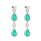 Limited edition Micro-setting Emerald color Lab created stones fully studded waterdrop earrings, sterling silver