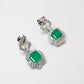 Promotional design: Micro-setting Multi-purpose emerald color Lab created stones square shape earrings and pendant, sterling silver