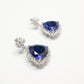 Micro-setting Sapphire color Hearts of Oceans earrings, sterling silver