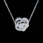 Micro-setting Lab created stones Camellia necklace, sterling silver.