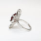 Special offer Micro-setting Ruby color Lab created stones artistic 4 prong flower ring, sterling silver