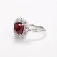 Micro-setting Ruby color Lab created stones sugar tower horse eye ring, sterling silver