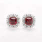 Micro-setting Ruby color horse eye shape sugar tower earrings, sterling silver