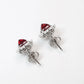 Boucles d'oreilles tour de sucre en forme d'œil de cheval couleur rubis micro-serti, argent sterling