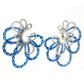 Micro-setting Sapphire color fully studded Lab created stones peacock earrings, sterling silver.