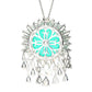 Micro-setting emerald color fancy necklace, sterling silver