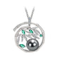 Micro-setting Lab created stones and grey shell pearl the Bamboo pendant, sterling silver