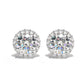 Micro-setting Clear diamond brilliant cut Lab created stones ear studs, sterling silver.  (6 carat)