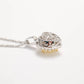 Micro-setting Yellow diamond color Lab created stones heart necklace. sterling silver