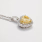 Micro-setting Yellow diamond color Lab created stones heart necklace. sterling silver