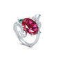 Promotion design Micro-setting Ruby color Lab created stones the Pigeon egg bamboo ring, sterling silver.