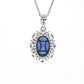 Micro-setting Sapphire color Lab created stones Diana necklace, sterling silver (6 carat)